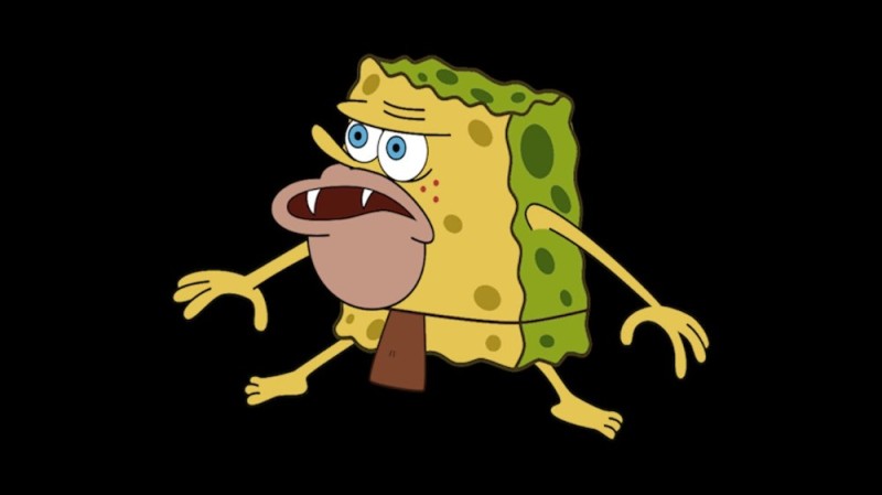 Create meme: spongebob Neanderthal, meme spongebob savage, spongebob savage