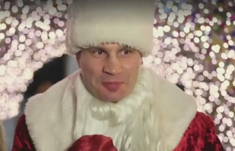 Create meme: Father Christmas, Klitschko happy New year, new year