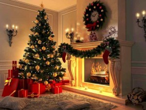 Создать мем: новогодняя елка в интерьере с огоньками, новогодняя комната, елка украшенная одной гирляндой