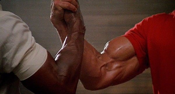 Create meme: Schwarzenegger shakes hands, schwarzenegger handshake meme, arnold schwarzenegger handshake
