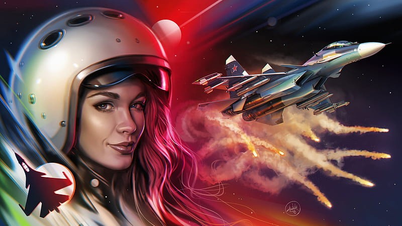 Create meme: Fighter pilot art, Su 30 fighter jet, space fighters