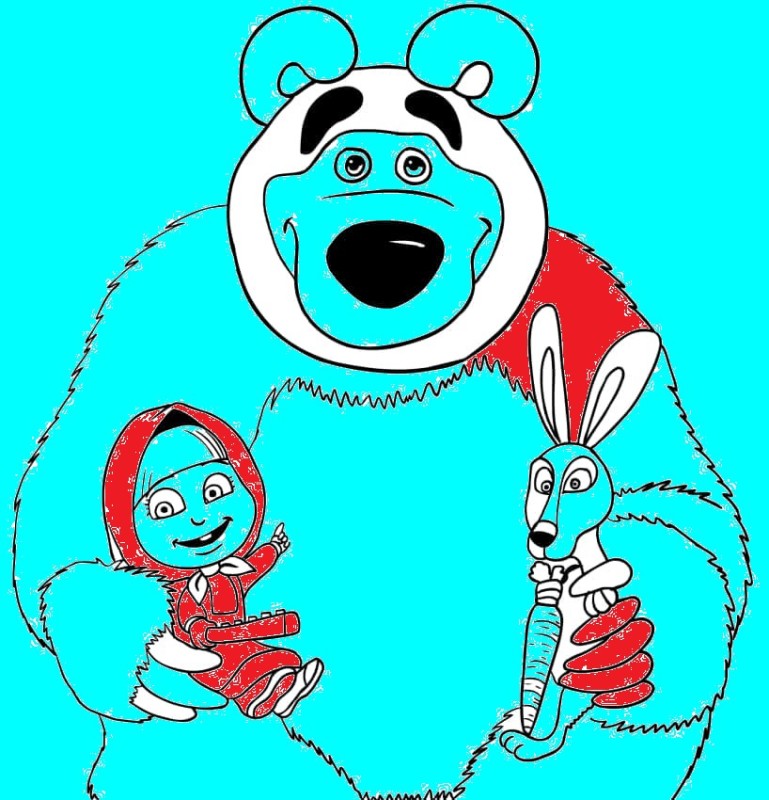 Create meme: masha and the bear coloring book for kids, masha the bear coloring book, masha and the bear pencil drawing