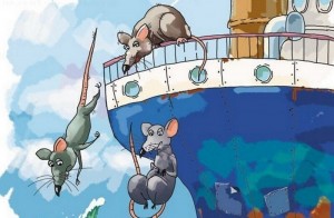 rats jumping ship cartoon
