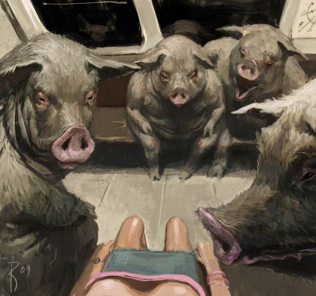 Create meme: pig painting, pig art, by the artist Waldemar Kazak