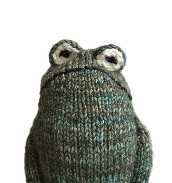 Create meme: knitted frog, knitted frog toy, knitted frog