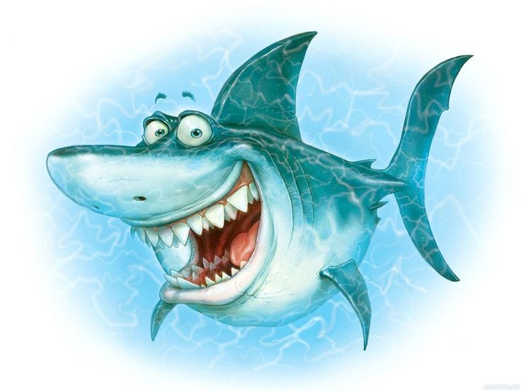 Создать мем: акула рисунок, улыбка акулы, акула веселая рисунок