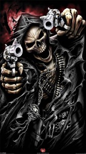 Create meme: skeleton with a gun, skeleton with a gun