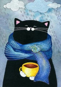 Create meme: coffee illustration, coffee cat, cat