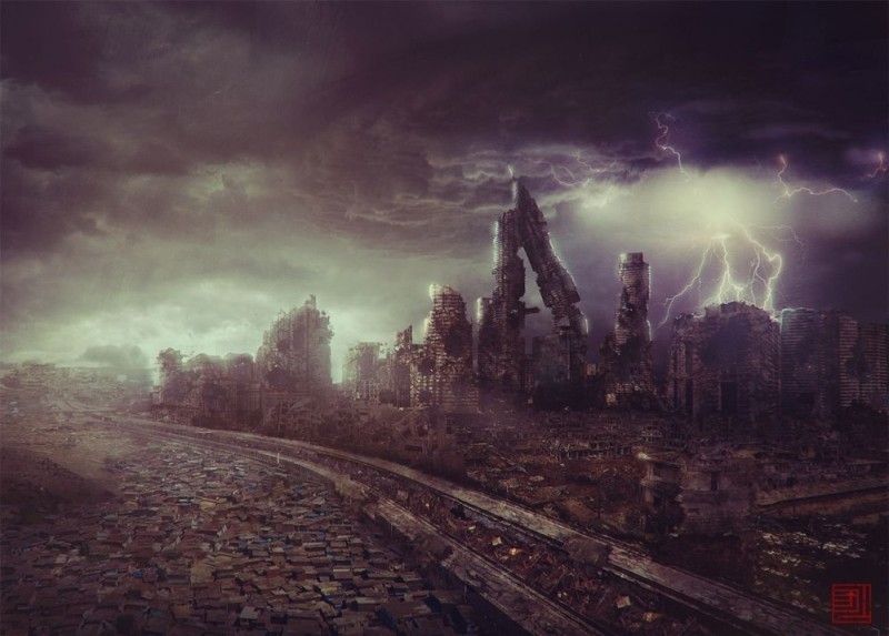 Create meme: vladimir manyukhin mvn78, the city after the apocalypse, ruined city background