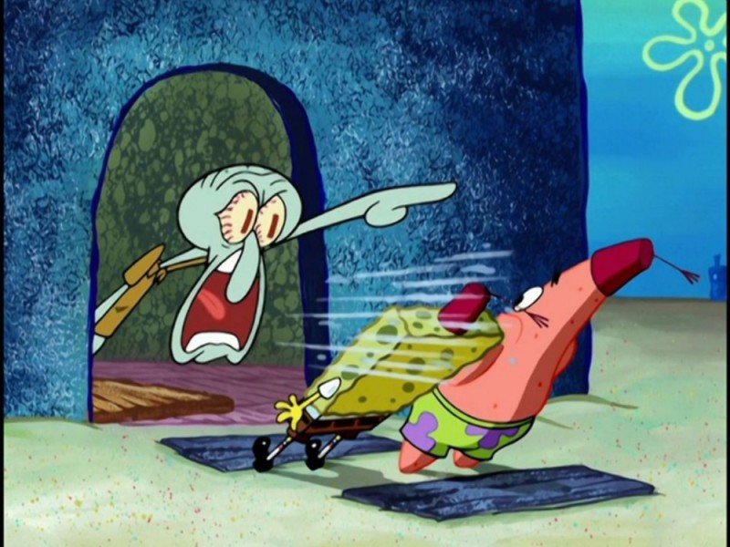 Create meme: Spongebob Patrick and Squidward, get out of my house squidward, spongebob spongebob