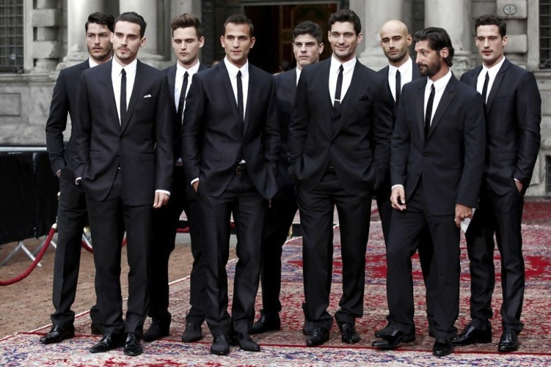 Create meme: dolce gabbana models, lots of men in suits, the man in the suit 