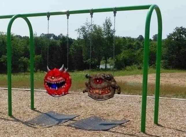 Create meme: Doom the elemental of pain, The scariest playgrounds, scary playgrounds