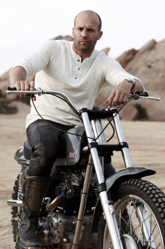 Create meme: Jason Statham on the bike, Jason Statham , Jason Statham Moto