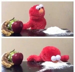 Create meme: soft toy, elmo, elmo cocaine