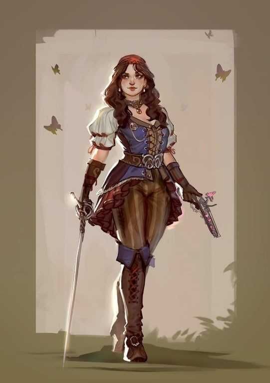 Create meme: pirate girl dnd art, The girl with the fantasy crossbow, Elise de La Serre