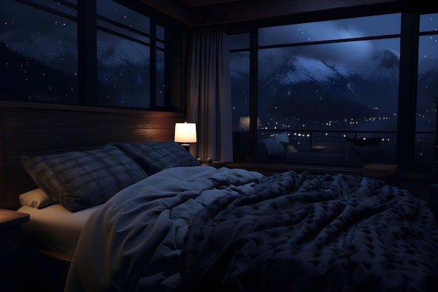 Create meme: cozy room, bedroom night, dark bedroom interior