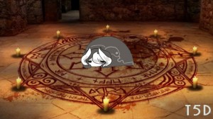 Create meme: on the floor a fiery pentagram, game, magic pentagram Skyrim