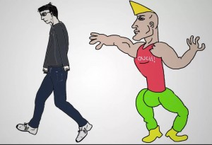 Create meme: virgin chad, chad vs virgin meme, chad stride