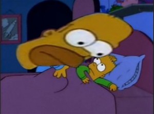 Create meme: meme Homer and Bart in bed, Homer and Bart meme, Homer