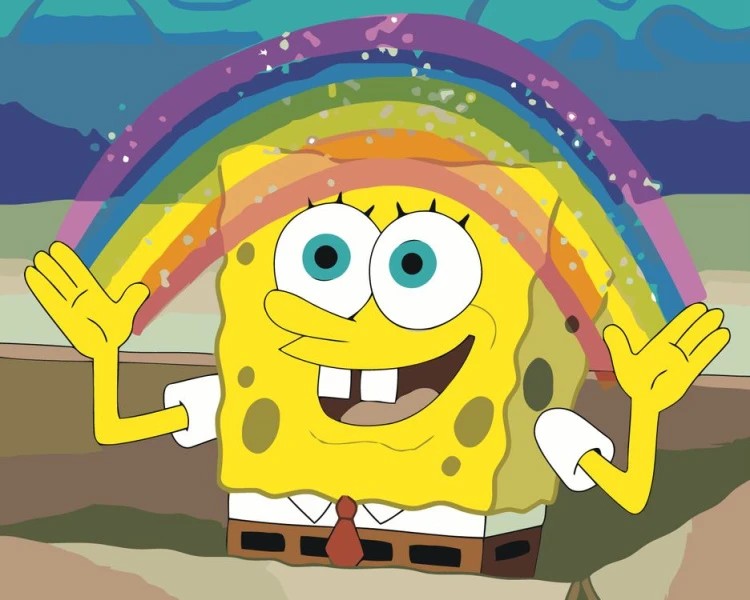 Create meme: spongebob rainbow imagination, spongebob rainbow, spongebob imagination 