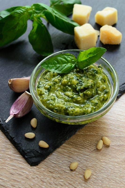 Create meme: pesto sauce basil cheese, basil pesto sauce, pesto sauce