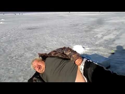 Create meme: man on the ice normally, Fat man on ice fishing, A man is lying on the ice