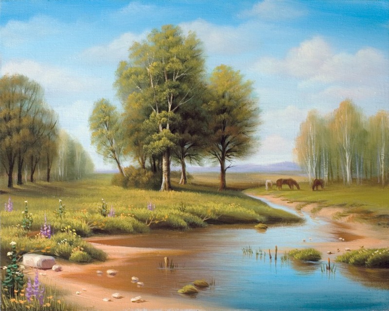 Create meme: nature oil paintings, paintings landscapes of nature, landscape oil painting