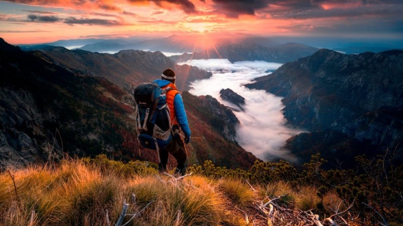 Create meme: a tourist in the mountains, a man in the mountains, in the mountains