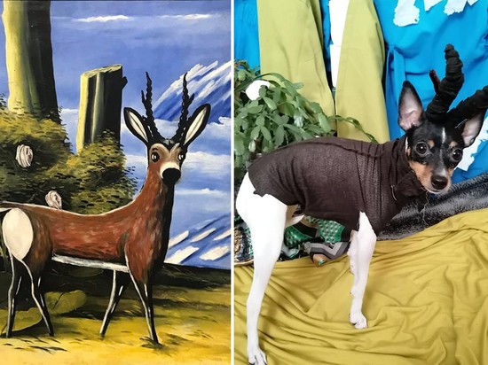 Create meme: Niko Pirosmani the deer, pirosmani roe deer, basenji the dog