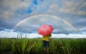 Создать мем: радужный зонт под дождем, фотография радуги, небо трава