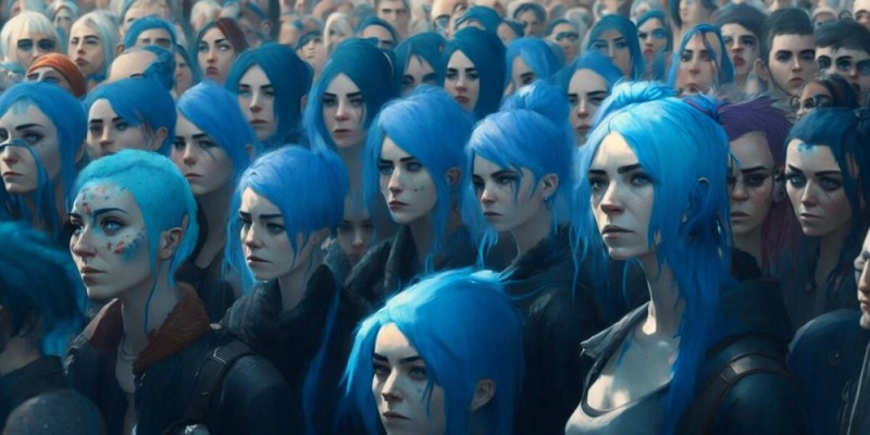 Create meme: girls with blue hair, fictional characters, girls with blue hair