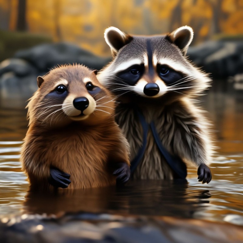 Create meme: raccoon funny , two raccoons , raccoon animal 