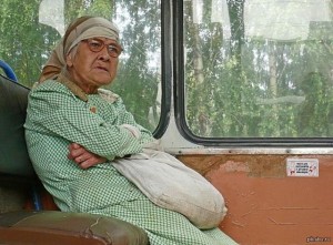 Create meme: grandma, the grandmother in the bus, old