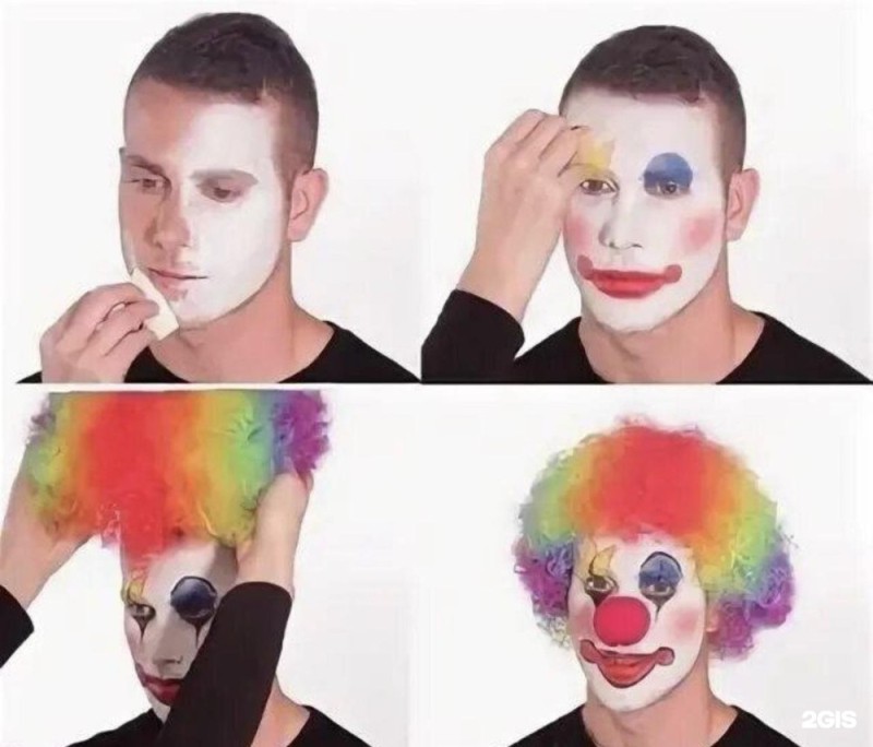 Create meme: clown makeup meme, the guy paints himself into a clown, meme clown 