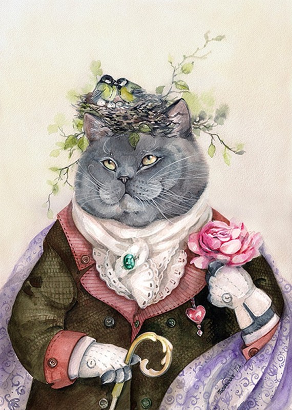 Create meme: illustration of a cat, cat art, Plovetskaya Tatiana is an artist