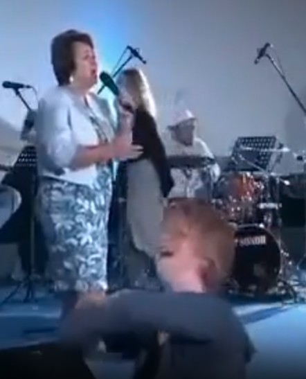 Create meme: woman , concert , church of god in tsaritsyno glorification