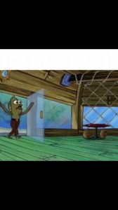 Create meme: fish walks into the Krusty Krab, fish rushes into the Krusty Krab, the fish enters the Krusty Krab