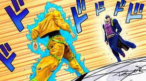 Create meme: dio against jotaro manga, Jo jo goes to dio, Dio and Jotaro go at each other