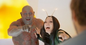 Create meme: Drax and Mantis are laughing at The Guardians of the Galaxy Vol