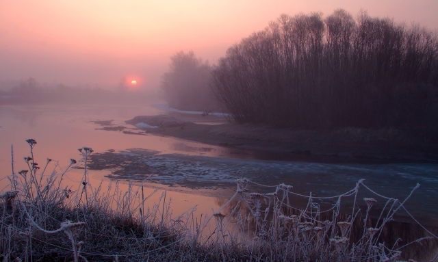 Создать мем: пейзажи красивые, морозное утро, живописные пейзажи