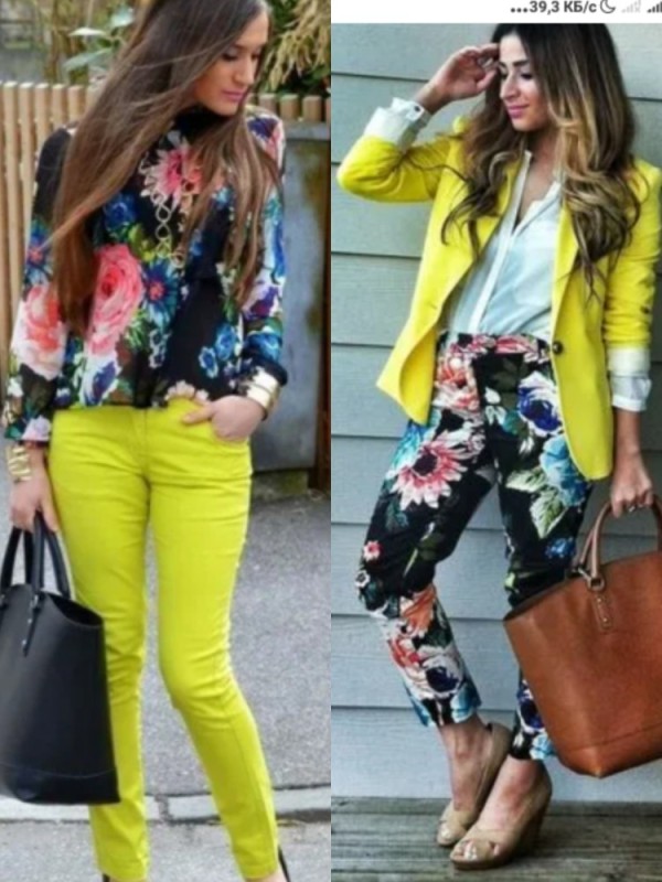 Create meme: combination with yellow trousers, images with a yellow jacket, bright clothing style