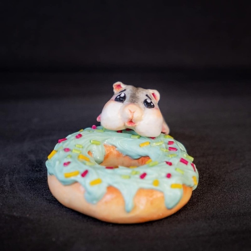 Create meme: hamster donut, hamster with donuts, hamster figures in a donut