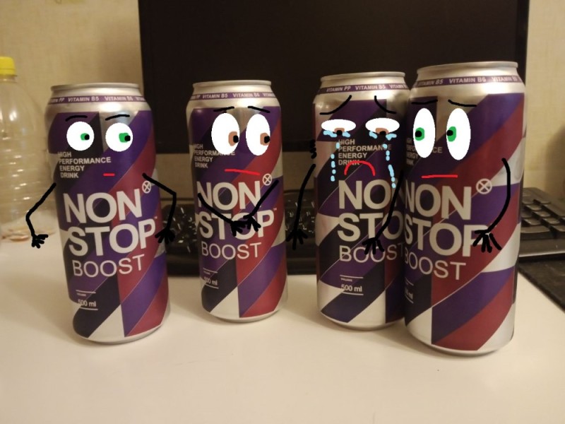 Create meme: non-stop energy drink, non stop energy drink, non stop original 0.5L w/w power supply