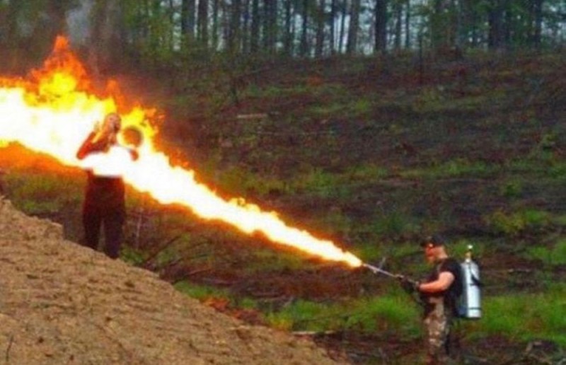 Create meme: flamethrower, hand flamethrower, and so every day