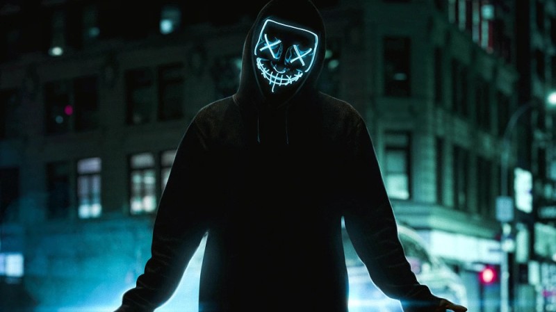 Create meme: neon mask, in the hood, cool guy in a mask