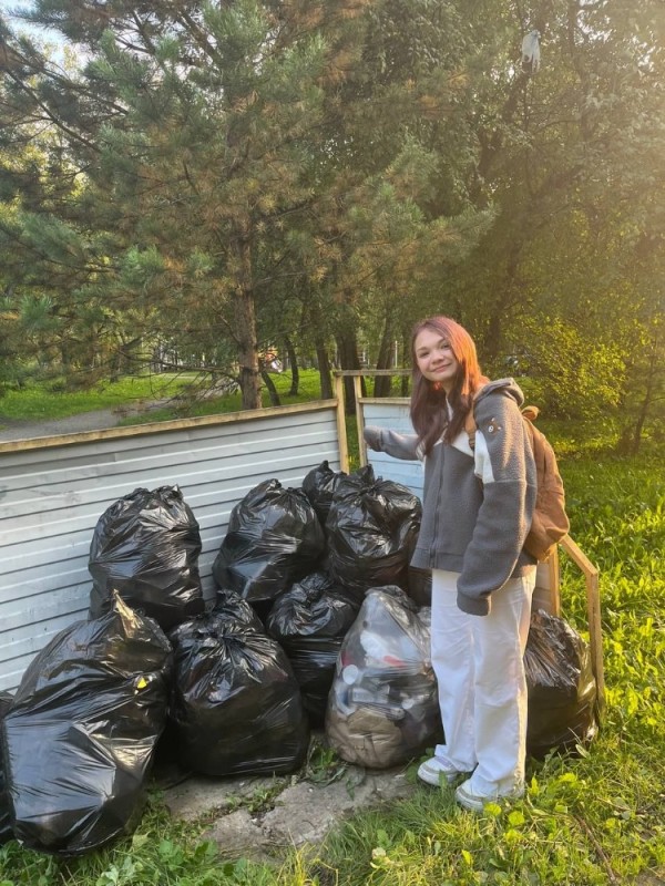 Create meme: garbage bag, girl , nature 