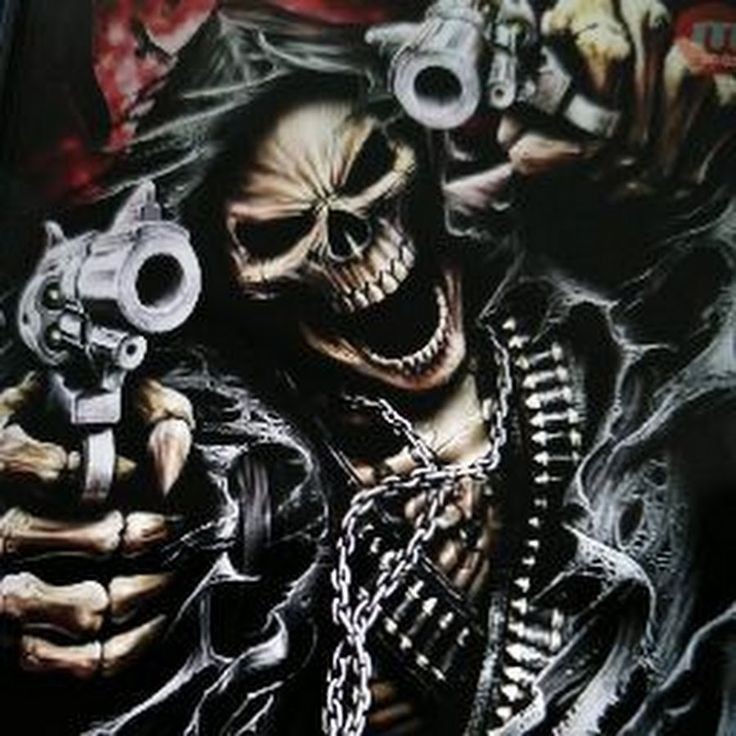 Create meme: cool skeleton, five finger death punch afterlife, skeleton with a gun