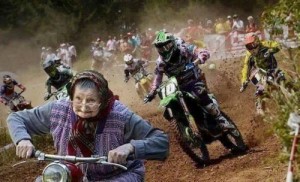 Create meme: Granny on a motorcycle