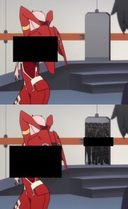 Создать мем: гуррен лаганн слияние гиф, zero two мусор аниме мемы, darling in the franxx