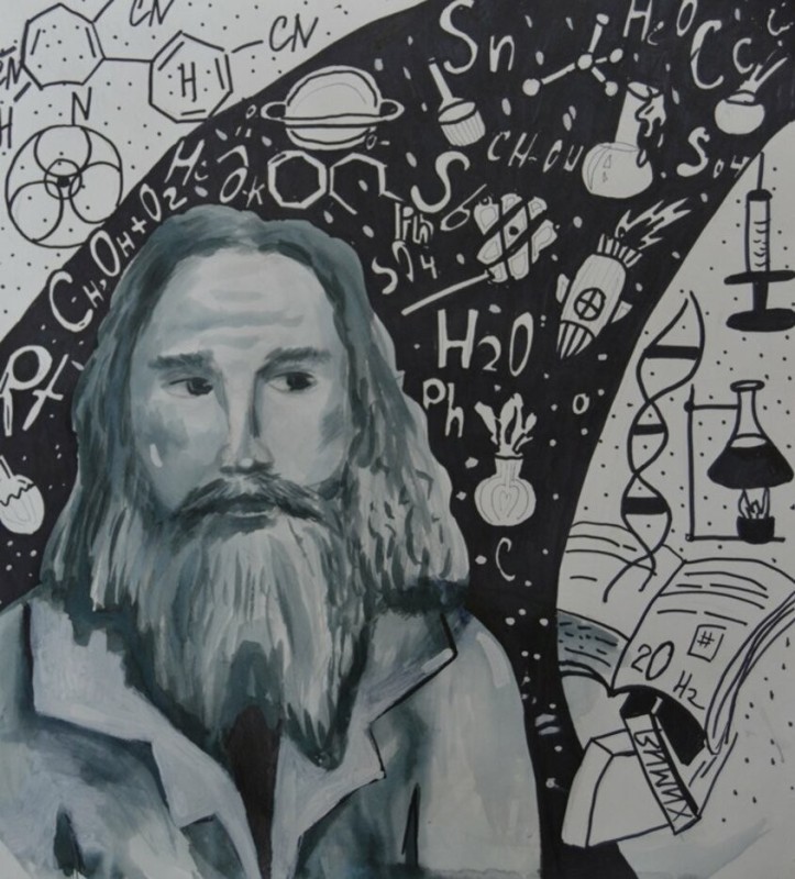 Create meme: Mendeleev's dream, mendeleev art, mendeleev portrait
